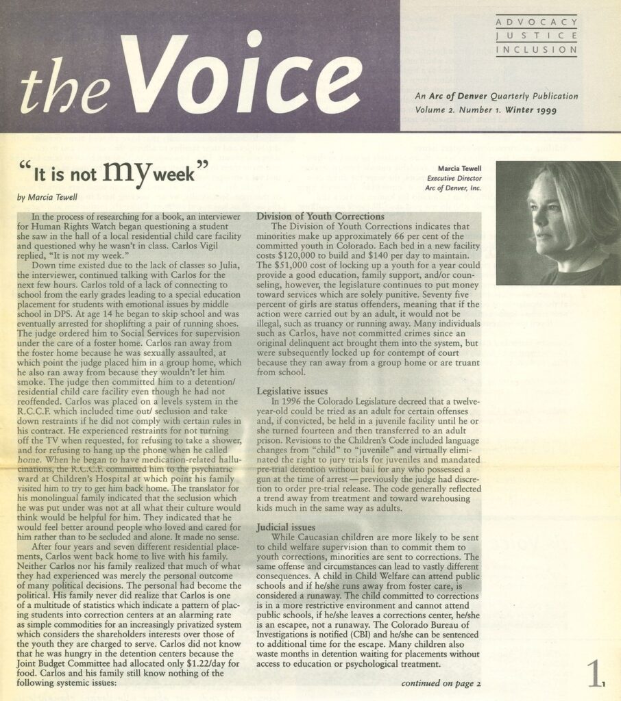 Executive Director's Report from 1999 by Marcia Tewell
