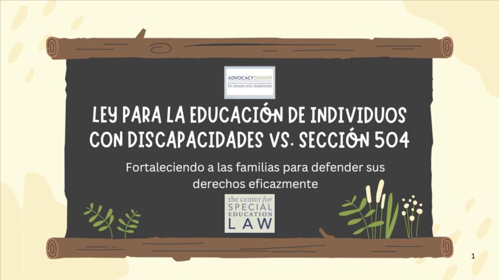 Ley de Educación para Individuos con Discapacidades y la Section 504